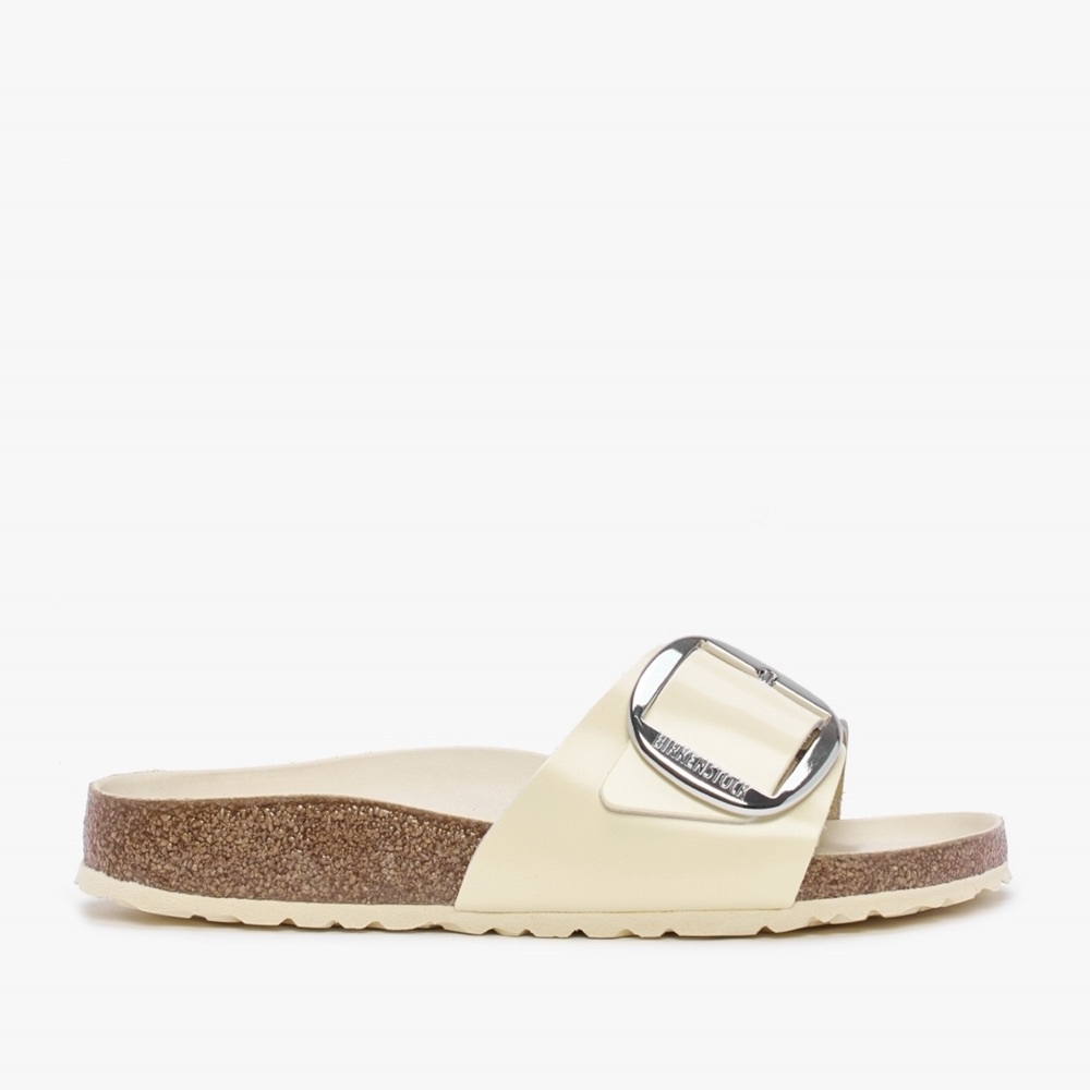 NWB Birkenstock Madrid Big Buckle Sandal High Shine Butter Yellow/Silver EU 40